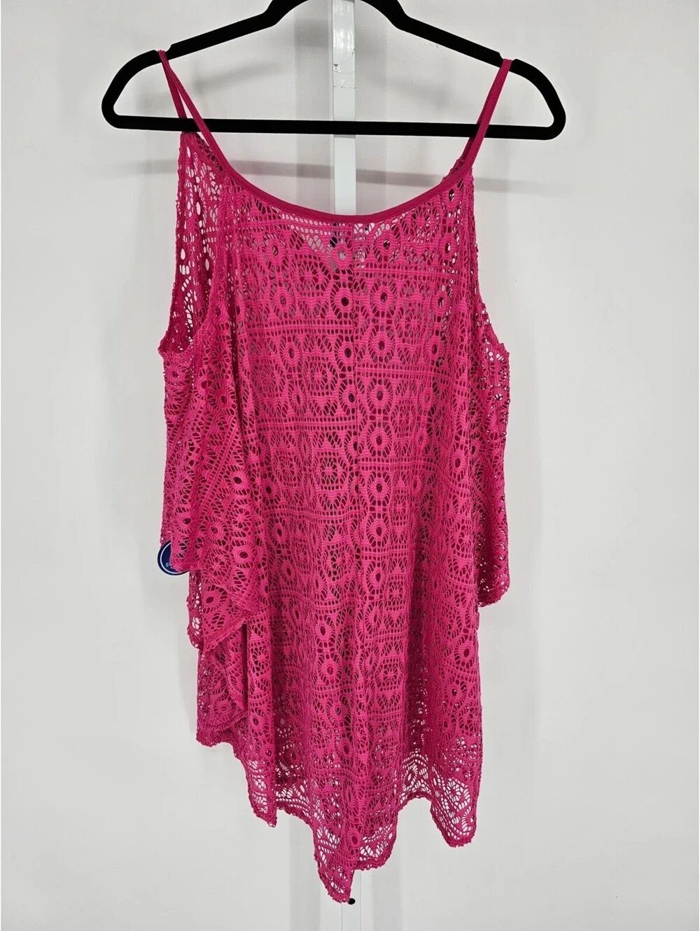 Swimsuits for All Womens Sz 14/16 Swimsuit Coverup Crochet Bright Pink NEW